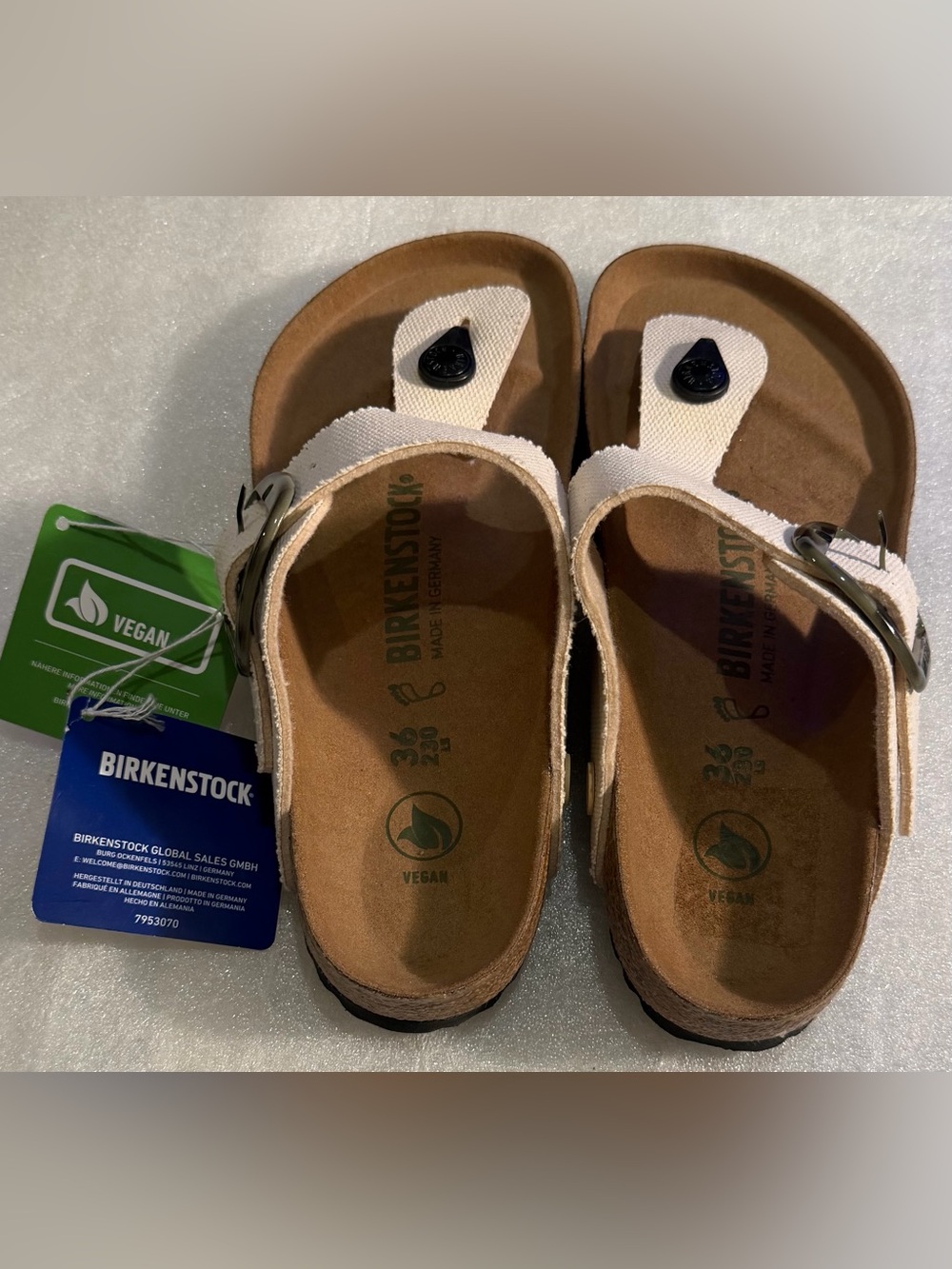 Birkenstock White Canvas Buckle Slide Sandal NWT